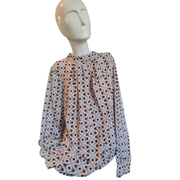 $89 Tommy Hilfiger Womens Geo-Print Tie-Back Top Tiger Eye Multicolor Blouse XS - Picture 1 of 6